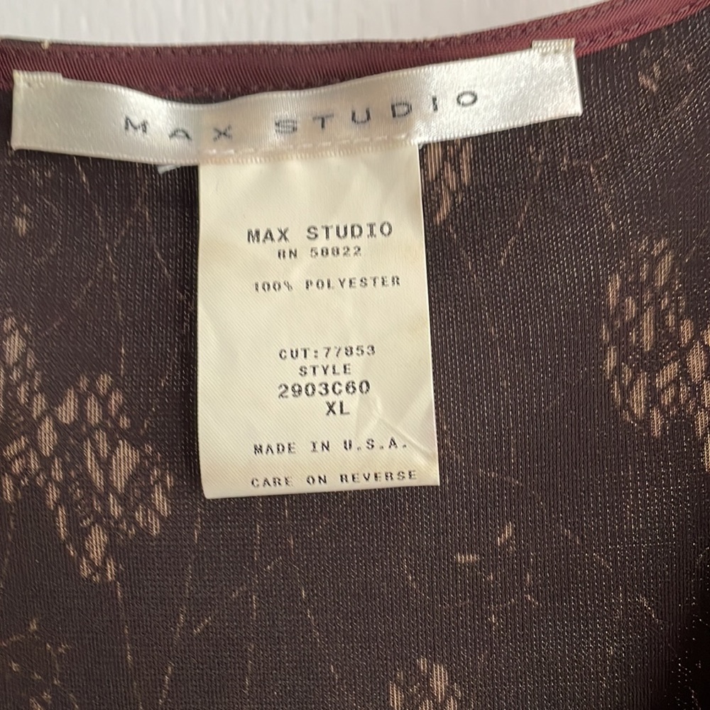 Max Studio Brown & Beige Design Split Short Sleev… - image 8